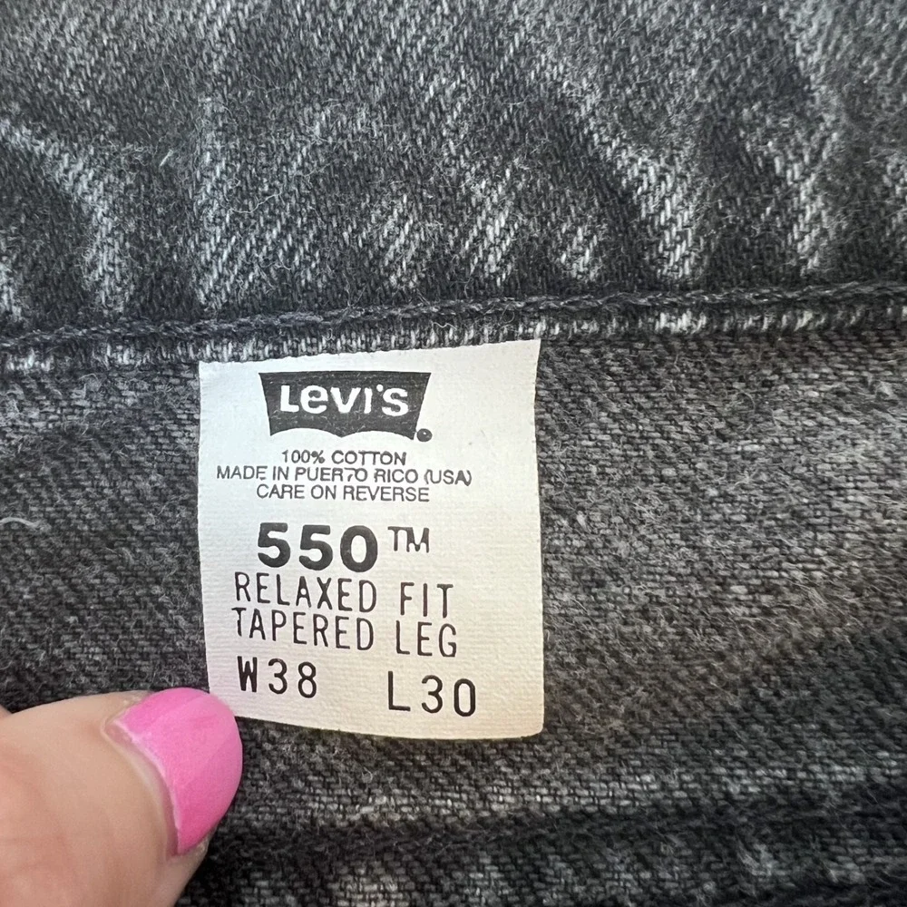Vintage Levis 550 Jeans Mens 38x27* Black Relaxed‎ Fit Tapered Grunge Skater 90s